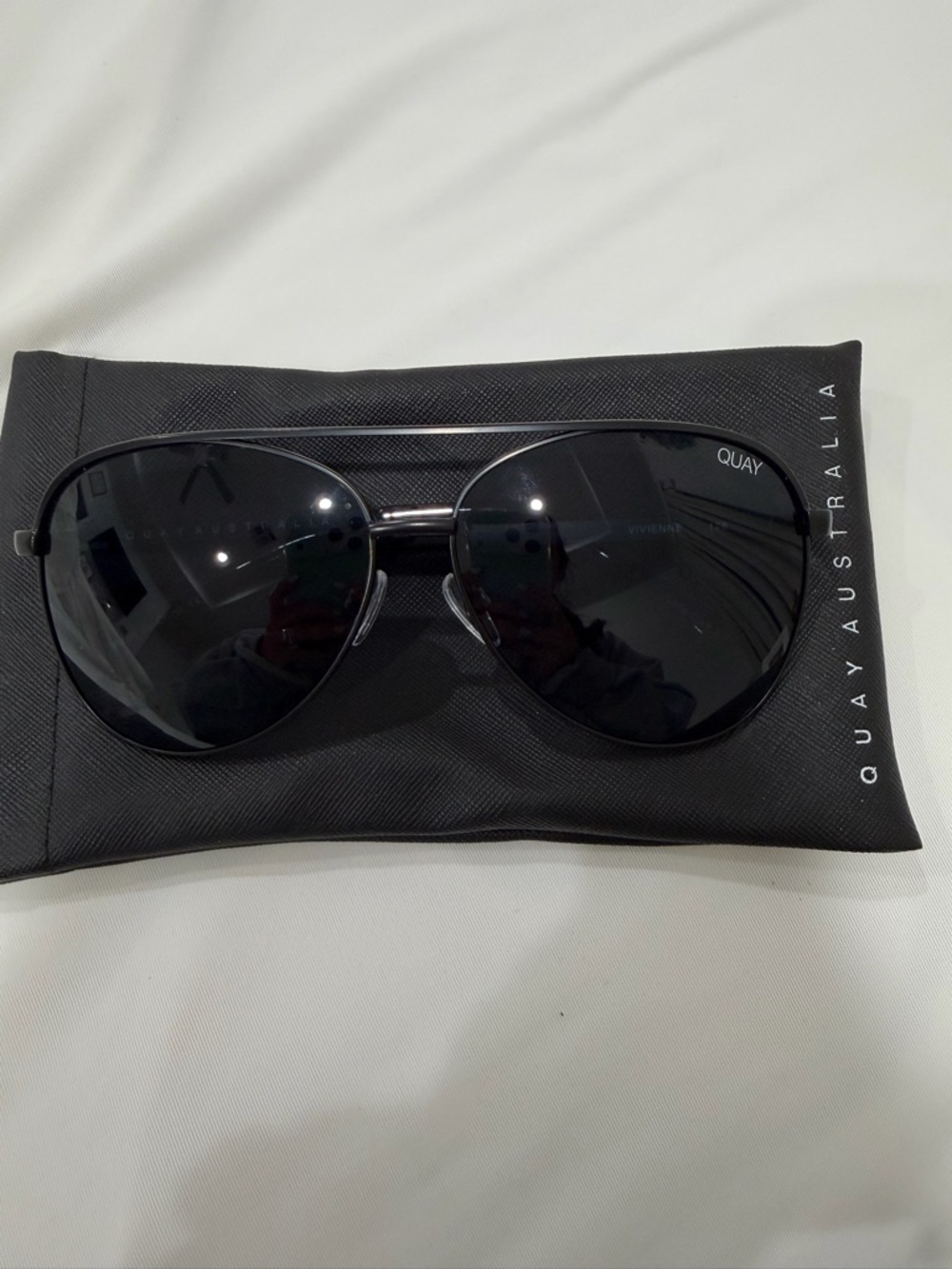 Quay Australia Black Aviator Sunglasses with Dark Lenses